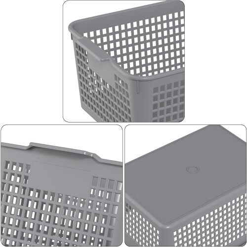 12 Packs Large Plastic Storage Basket, Plastic Baskets for Organizing, Gray 2