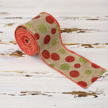 Weihnachtsband mit Punkten, 6,5 cm breit, rot und grün, 4,55 m – Baumschmuck, Schleifen für Kränze, Geschenkpapier, Bastelarbeiten (geeignet