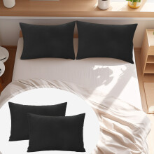 Lot de 2 taies d'oreiller en microfibre brossée (49 x 36 cm), douces, infroissables, résistantes à la décoloration et aux taches, fermeture
