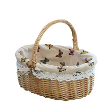 Grand panier en osier polyvalent avec poignée, 10,3 x 10 x 8 pouces, idéal pour les pique-niques, les cadeaux et les mariages, compatible avec une