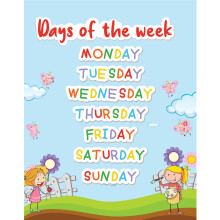 Affiche éducative des jours de la semaine pour la salle de classe : affiche murale pour les tout-petits, affiches d'apprentissage pour les enfants
