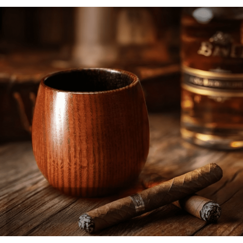 Förkolnat trä-bourbonglas – handgjort, 1 st