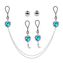 Elegant Rhinestones Nipple Rings Set with Chain Jewelry for Fashionable Women Vacation and Unique Styles Enthusiasts