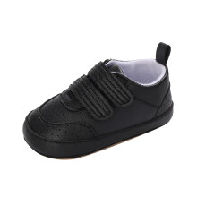Toddler Shoes Spring/Autumn, Lightweight Flat Sole, Double Hook & Loop, Black, 6–12 Months, Compatible with Boys & Girls