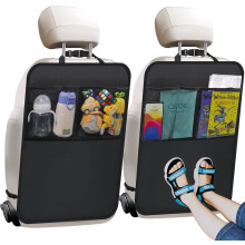 2-Pack Kick Mats with Organizer – Universal Backseat Protector for Cars, SUVs, Minivans, Trucks – Compatible with Kids Safety Needs