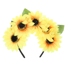 Bloemenprint elastische haarband voor dames, gele stoffen haaraccessoire, 1 stuk stijlvolle haarband