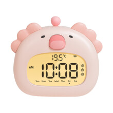 Cute Cartoon Alarm Clock with Nightlight, LED Display, Rechargeable – Compatible with Kids & Teens