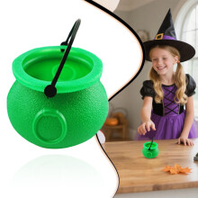 Chaudron d'Halloween, pot en plastique avec poignée, porte-bonbons, décorations d'Halloween