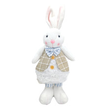 Osterhasen-Plüschfigur – Handgefertigte Hasenfigur im rosa Kleid, niedliche Stoffhasenpuppe für Etageren, Kaminsims und Heimdekoration,