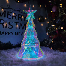 15" holografický LED vianočný stromček so 100 svetlami, napájaný cez USB – darčekové balenie, pre domácnosť/kanceláriu/deti –