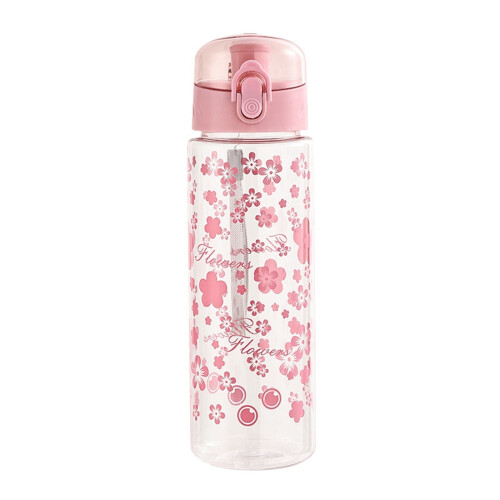 600ml Daisies Water Bottle with Straw – Leak-Proof