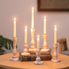Pekkaxy Kerzenständer aus Holz für Stumpenkerzen, unbehandelt, rustikaler Landhausstil, hoher Ständer für Kamin oder Tischdekoration