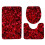 Rose Petal3-Piece Bath Mat Set, Flannel, Non-Slip 3