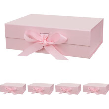 Lot de 5 boîtes cadeaux magnétiques roses de 26,7 cm x 19 cm x 7,9 cm avec couvercle et ruban pour cadeaux