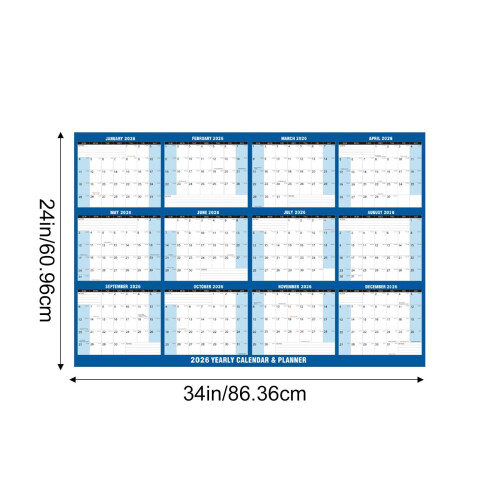 24"x34" SwiftGlimpse2026Ημερολόγιο τοίχου με δυνατότητα διαγραφής, υγρή/ξηρή διαγραφή, 1