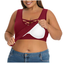 Plus-Size-Tanktops für Damen, einfarbiges Camisole mit integriertem BH, ärmellose Sommer-Tops in lockerer Passform, Basic-Baumwoll-Unterhemden