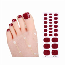 Tiras de esmalte de uñas de los pies, color sólido, gel semicurado, 24 unidades