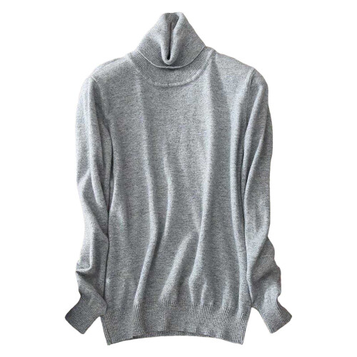 Damen-Rollkragenpullover, Strickoberteil, weich, bequem, lässiger Langarmpullover für kalte Tage, Z01Grau, Größe L
