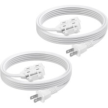 KitchenK 6ft 3-Outlet Indoor Extension Cord, 16/2 SPT-2, 2 Pack White, 2-Prong Polarized Plug, Compatible with Home/Office/Holiday Decor