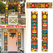 Havajský banner na párty Luau - girlanda s vlajkou na tému tropickej pláže na letnú oslavu na záhrade, tiki dekorácia