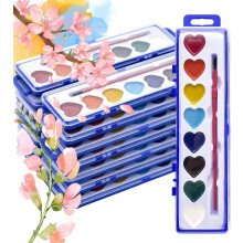 2026 Valentijnsdag Hartvormige Aquarelverfset met Kwast, 8 Kleuren Wasbaar Minibakje – Romantisch Kunstcadeau voor Kinderen, Volwassenen, In de
