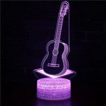 3D nočné svetlo s gitarou, 16-farebná LED stolová lampa s diaľkovým ovládaním do spálne – kompatibilná s Guitar-2