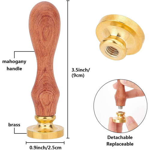 Messing Snefnug Voks Seglstempel 25mm med Træhåndtag 1