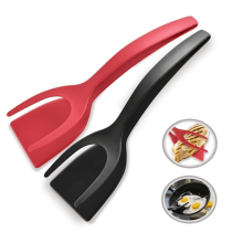 2-in-1 Flipper Spatula with Tongs – Nylon, Non-Stick, Heat-Resistant, Ergonomic Handle, for Burgers, Steaks, Pancakes & More