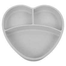 Farfurie din silicon în formă de inimă cu ventuză și secțiuni divizate pentru copii mici