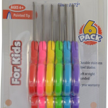 Kids' Pointed Safety Scissors, 6 Colours