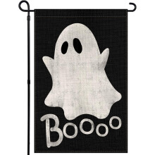 Bandiera da giardino di Halloween con fantasmi, 30x45 cm, bandiera da giardino in iuta a doppia faccia per decorazioni esterne.