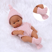 Qocolhg 7" Black Reborn Baby Doll with Clothes, Realistic Silicone Toy for Girls 2-6, Christmas/Birthday Gift – Compatible with Qocolhg