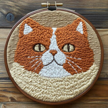 DIY Punch Needle Kits Persian Cat Easy for Beginners Punch Needle Embroidery Set with Hoop Stamped Pattern for Craft lovers and Home Decor-4