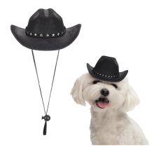 Carnival-säädettävä koiran cowboy-hattu, hauska lännentyylinen valokuvarekvisiitta pienille lemmikeille - (musta, M)