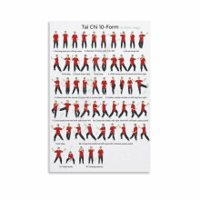 Affiche de Tai Chi en 10 formes, style Wushu chinois, sur toile, idéale pour décorer salon et chambre.