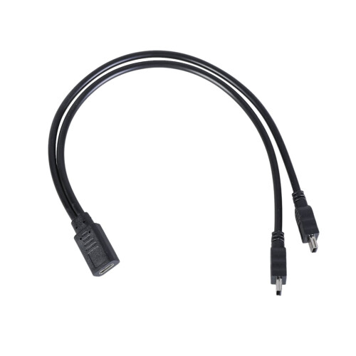 Cable de carga múltiple, cable divisor USB C 2 en 1, cable de carga rápida USB C hembra a dos puertos mini USB macho para teléfono