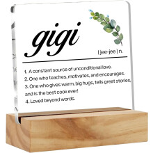 Cadeau Gigi pour grand-mère – Plaque de bureau en acrylique avec support en bois, souvenir compatible avec un bureau à domicile ou un bureau