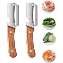 2er-Set multifunktionale Gemüseschäler für die Küche, multifunktionale Gemüseschäler mit Holzgriff, zum Schälen von Obst und Gemüse