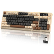 Wireless Gaming Keyboard with Knob, RGB Backlight, Display Screen, PBT Keycaps, 2000mAh, 94-Key, Win/MAC Compatible
