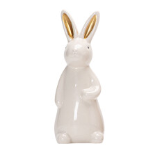 1 stuk witte keramische paashaasfiguur, 7,5-18 cm, tafeldecoratie, schoorsteenmantel- en plankdecoratie