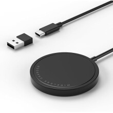 Încărcător wireless FU1999, suport de încărcare wireless magnetic rapid de 15 W, compatibil cu iPhone 16/15/14/13/12, cu convertor USB-A, negru