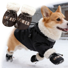 Zwarte winterlaarzen voor honden met sneeuwzool en warme pootbeschermers (4 stuks)