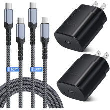 Chargeur mural USB-C 25 W avec câble de 3 m, compatible avec Samsung Galaxy S24/S25 Ultra/S23/S22/S20 FE/Note 20 – Noir