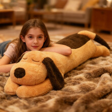 110 cm gigantyczna pluszowa zabawka Papa Dog, miękka welurowa zabawka Shu, wyraz twarzy śpiącego psa, nieodkształcalne wypełnienie, poduszka do