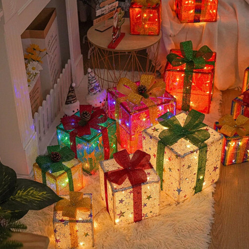 Scatole regalo natalizie luminose con luci LED (3 pezzi) 1
