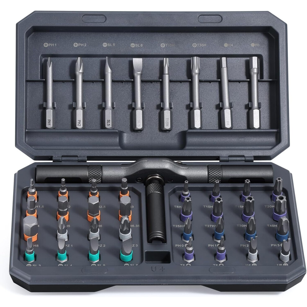 42-In-1 Magnetic Screwdriver Set, Diy Ratchet Tool Kit With Detachable Handle, Portable Repair Kit For Furniture, Pc, Bike Â Gray 9558633926880