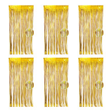 6pcs Metal Foil Tinsels Fringe Curtain Backdrop Curtains-Gold