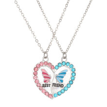 paar vriendschapskettingen set met magnetische vlinderhanger, hartvormige hanger en sleutelbeenketting voor