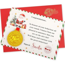 Medaglia/Certificato di Buon Comportamento per la Lista dei Bambini Buoni di Babbo Natale – Regalo per la Buona Comportamento, Compatibile con la