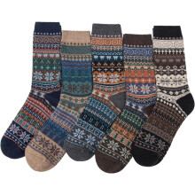 Mens Socks Wool Cotton Knit Colorful Pattern Warm Thermal Classic Dress Socks for Men